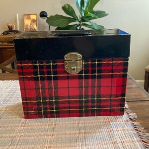 Vintage Hamilton Scotch Red Tartan Plaid Metal Storage Box